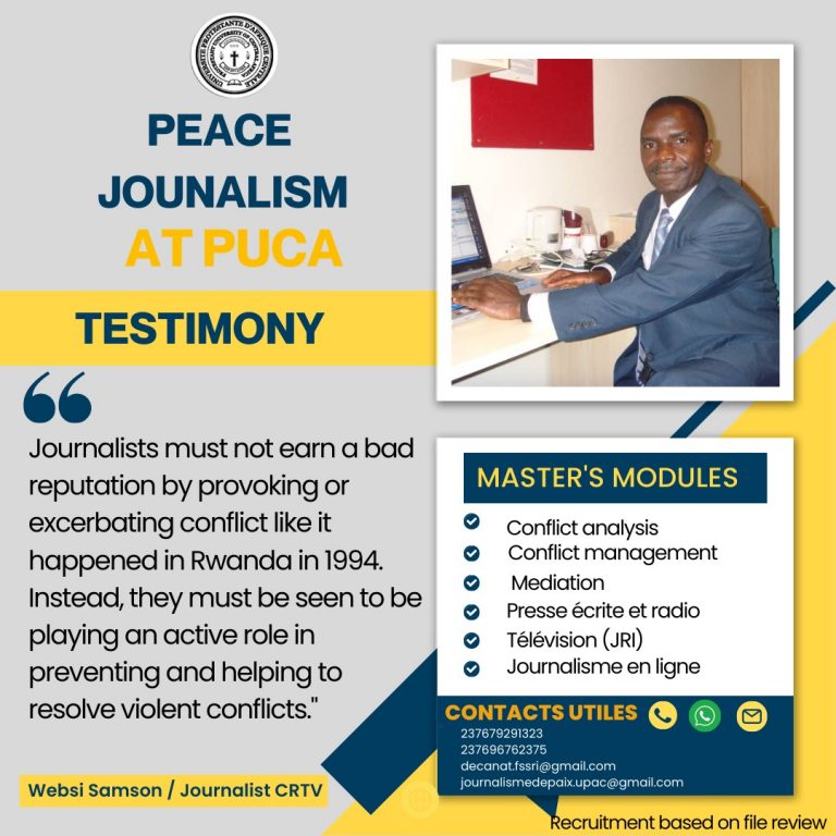 Témoignage sur le Journalisme de Paix à l'UPAC