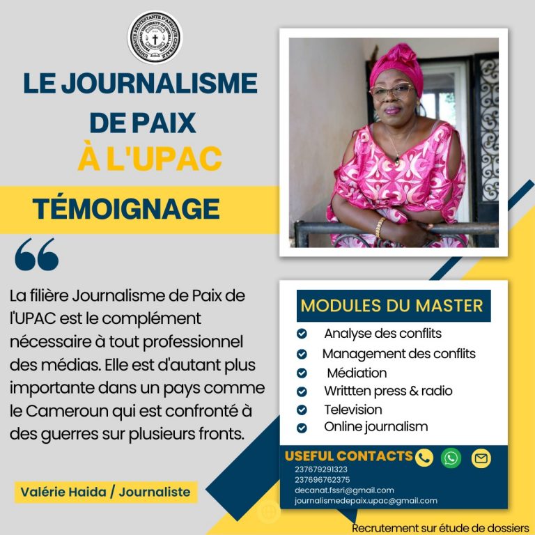 Témoignage sur le Journalisme de Paix à l'UPAC